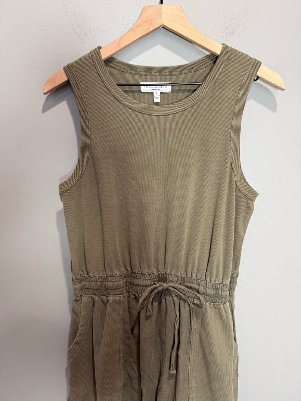 Michael Stars Wilhelmina Linen Blend Midi Dress M Olive Utility - Picture 3 of 8